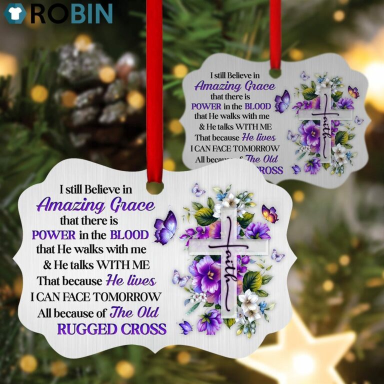 I Still Believe In Amazing Grace – Gorgeous Floral Cross Ornament