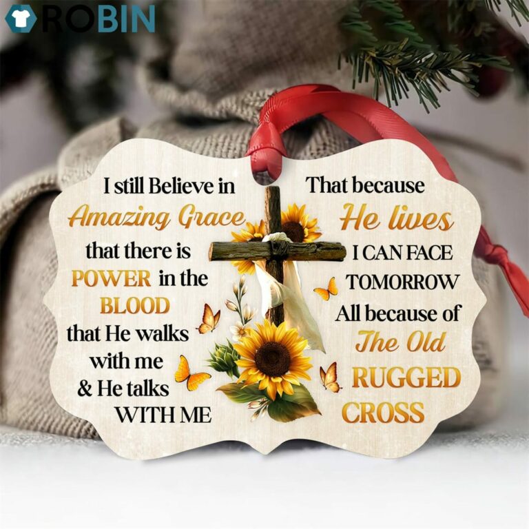 I Still Believe In Amazing Grace – Pretty Sunflower And Cross Ornament
