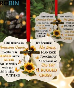 I Still Believe In Amazing Grace – Pretty Sunflower And Cross Ornament I Still Believe In Amazing Grace – Pretty Sunflower And Cross Ornament