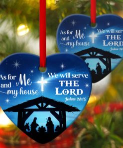 I Will Serve The Lord Christmas Heart Ornament