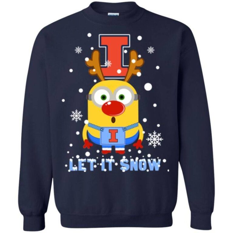 Illinois Fighting Illini Minion Ugly Christmas Sweaters Let It Snow Sweatshirt