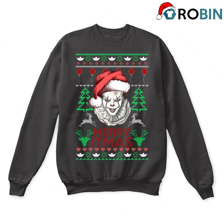It Pennywise Merry Itmas Stephen King Ugly Christmas Sweatshirt