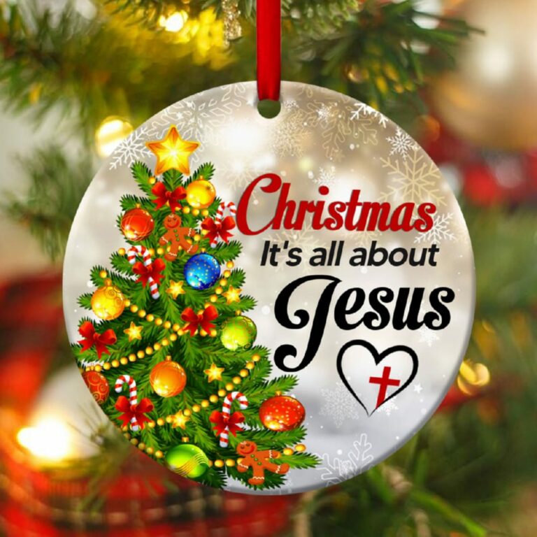 It's All About Jesus Christmas Tree Circle Ornament - RobinPlaceFabrics