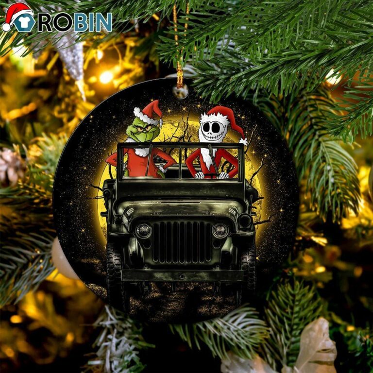 Jack Nightmare Before Christmas And Grinch Ride Jeep Moonlight Hallowwen Ornament – Christmas Decorations