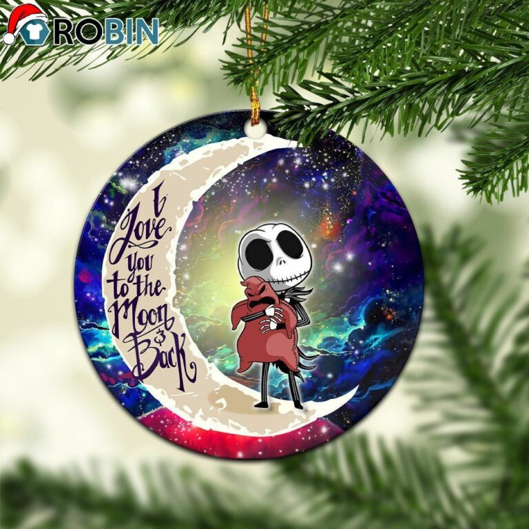 Jack Skellington Nightmare Before Christmas Love You To The Moon Galaxy Circle Ornament – Christmas Decorations