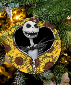 jack skellington nightmare before christmas sunflower zipper circle ornament christmas decorations 1 pujoia