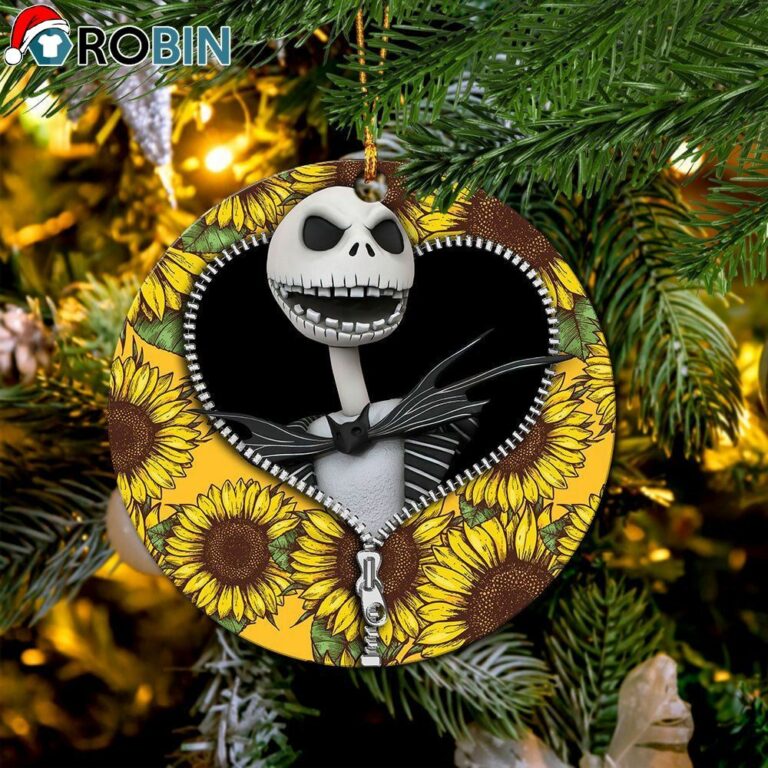 Jack Skellington Nightmare Before Christmas Sunflower Zipper Circle Ornament – Christmas Decorations