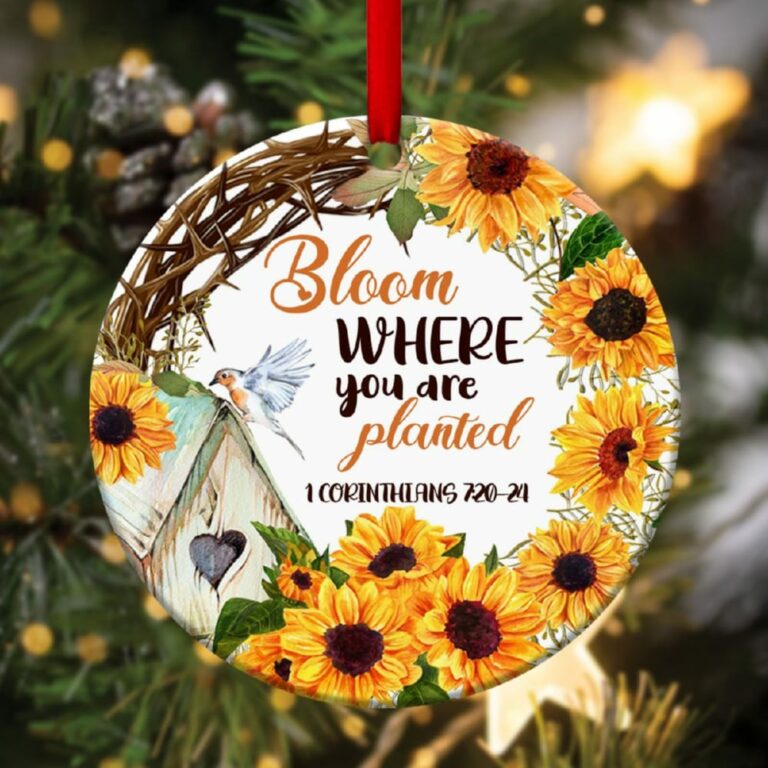 Jesus Circle Ornament Beautiful Crown Of Thorns And Sunflower