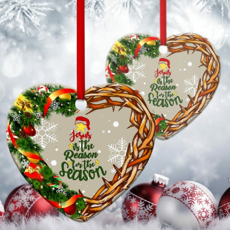Jesus Is The Reason For The Season Christmas Heart Ornament