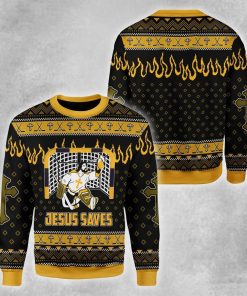Jesus Saves Hockey Christmas Ugly Sweatshirt, Sweater