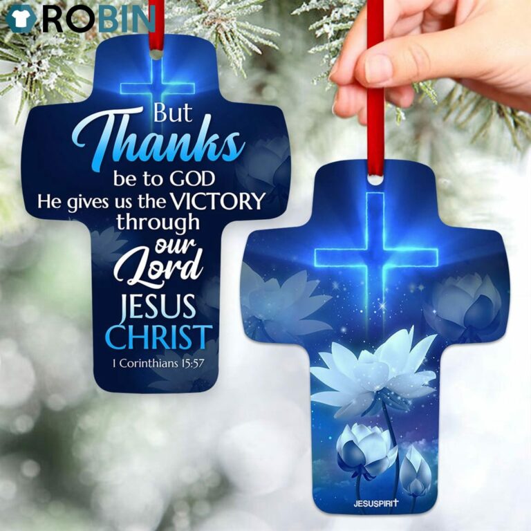 Jesuspirit 1 Corinthians 1557 He Gives Us The Victory Through Our Lord Jesus Christ Lotus Cross Ornament