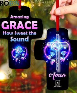 jesuspirit amazing grace how sweet the sound meaningful gift for christians rose cross ornament 1 ffbrw3