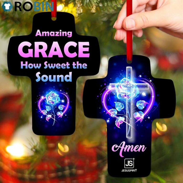 Jesuspirit Amazing Grace How Sweet The Sound Meaningful Gift For Christians Rose Cross Ornament