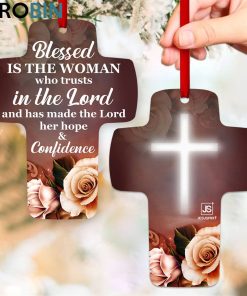 jesuspirit blessed is the woman who trusts in the lord jeremiah 177 rose cross ornament 1 qyea0e