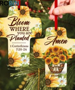 jesuspirit bloom where you are planted 1 corinthians 720 24 sunflower cross ornament 1 olas4h