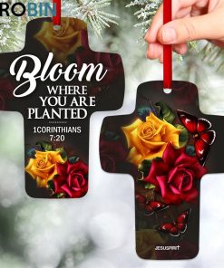 jesuspirit bloom where you are planted 1 corinthians 720 rose and butterfly cross ornament 1 sfpasu