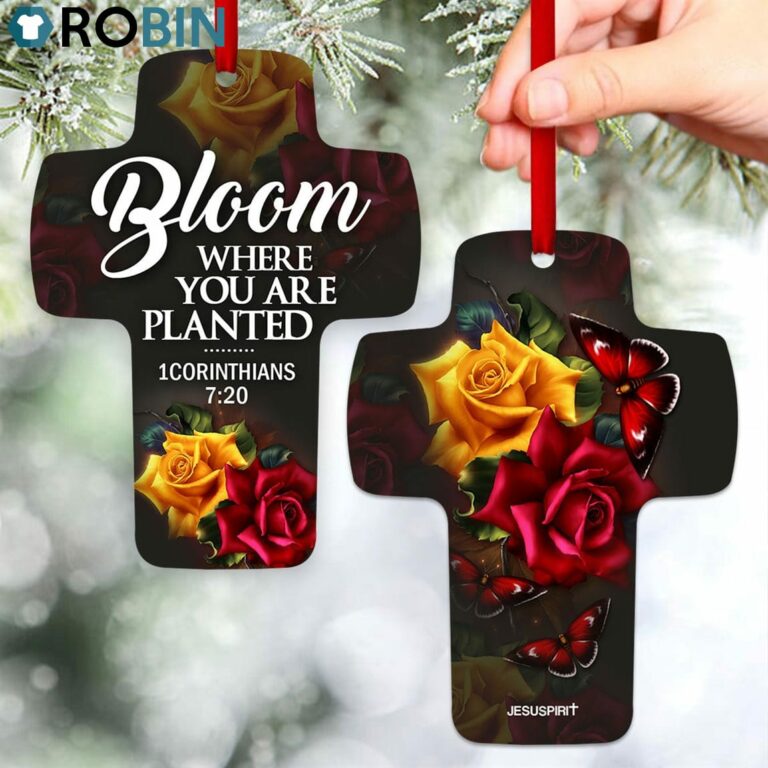 Jesuspirit Bloom Where You Are Planted 1 Corinthians 720 Rose And Butterfly Cross Ornament