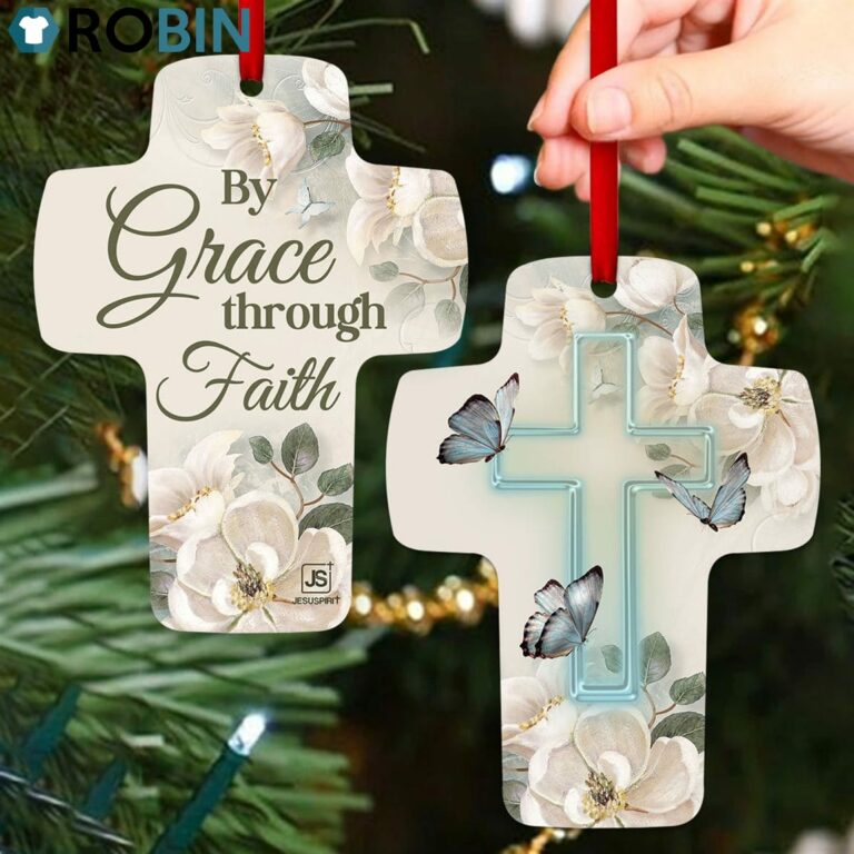 Jesuspirit By Grace Though Faith Ephesians 28 Flower And Butterfly Cross Ornament