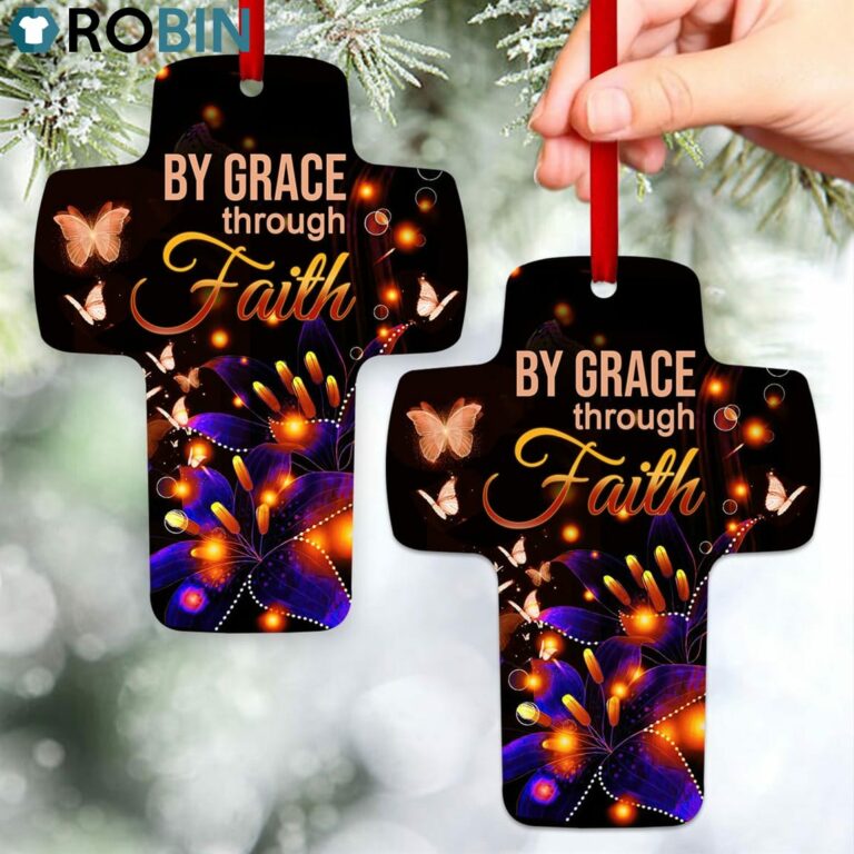 Jesuspirit By Grace Through Faith Ephesians 28 Lily And Butterfly Cross Ornament
