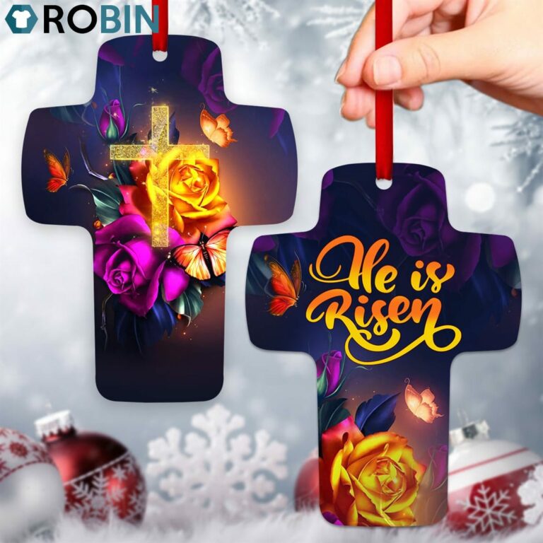 Jesuspirit Colorful Cross Ornamente Is Risen Roses And Butterfly