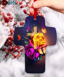 jesuspirit colorful cross ornamente is risen roses and butterfly 2 izshwe
