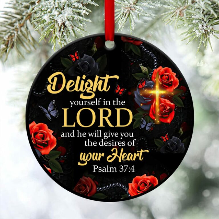 Jesuspirit Cross And Butterfly Delight Yourself In The Lord Psalm 374 Roses Heart Ornament