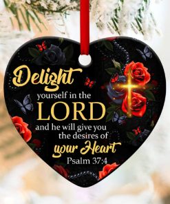 jesuspirit cross heart ornament psalm 374 roses and butterfly delight yourself in the lord 1 H1NEj