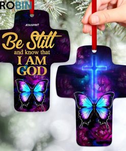 jesuspirit cross ornament be still and know that i am god psalm 4610 butterfly and flower 1 cvvqjn