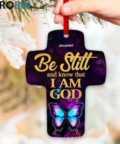 jesuspirit cross ornament be still and know that i am god psalm 4610 butterfly and flower 2 tldlxr