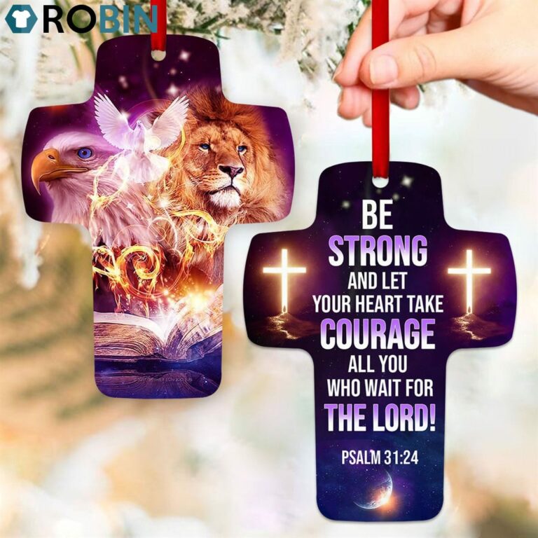 Jesuspirit Cross Ornament Eagle And Lion Psalm 3124 Be Strong, And Let Your Heart Take Courage