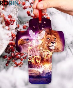 Jesuspirit Cross Ornament Eagle And Lion Psalm 3124 Be Strong, And Let Your Heart Take Courage