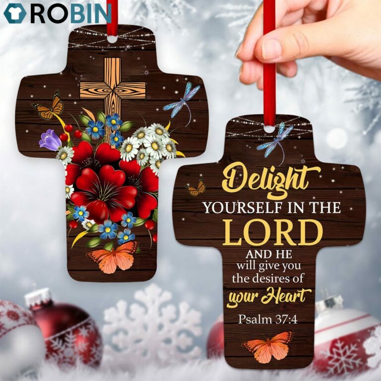 Jesuspirit Cross Ornament Flower And Butterfly Psalm 374 Delight Yourself In The Lord