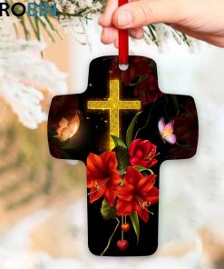 Jesuspirit Cross Ornament God Is Within Her, She Will Not Fall Psalm 465 Lily And Butterfly