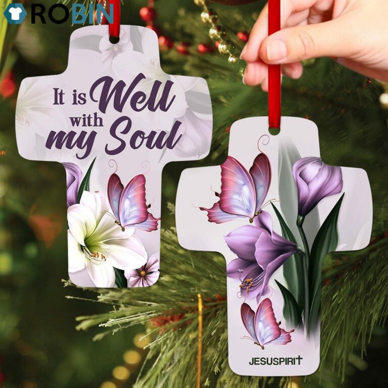 Jesuspirit Cross Ornament It Is Well With My Soul Lily And Butterfly