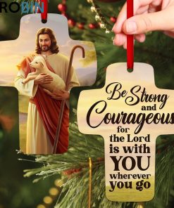 jesuspirit cross ornament jesus and lamb joshua 19 be strong and courageous 1 wabjdf