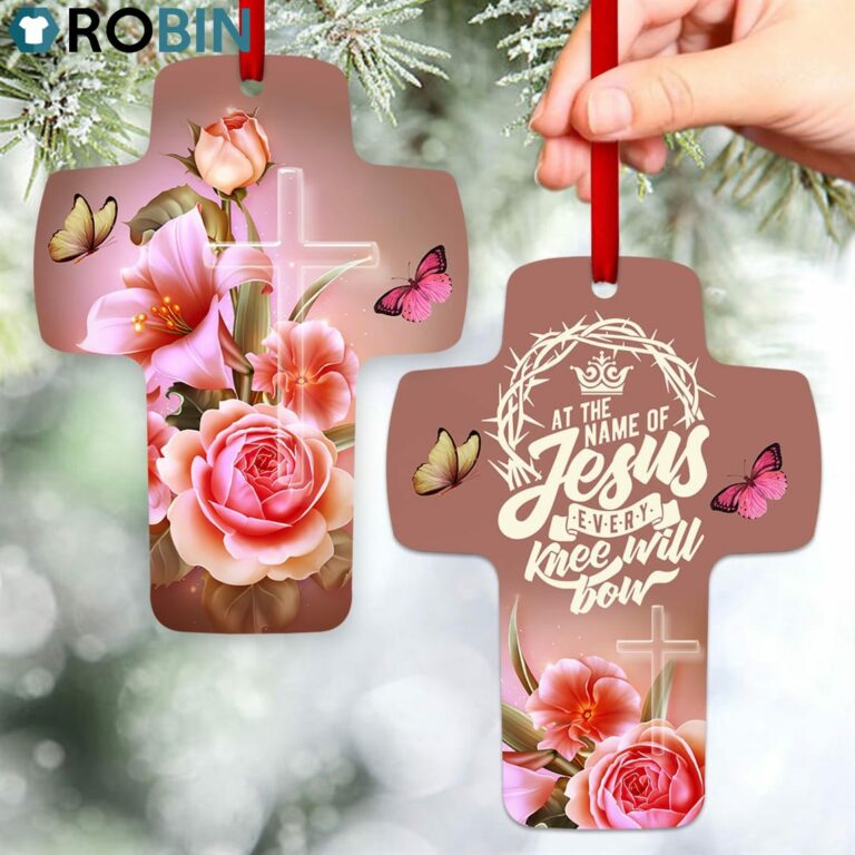 Jesuspirit Cross Ornament Rose And Lily At The Name Of Jesus, Every Knee Will Bow