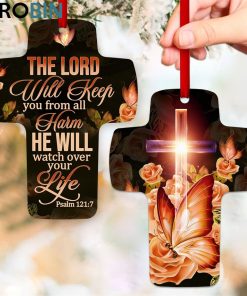 jesuspirit cross ornament the lord will keep you from all harm psalm 1217 roses and butterfly 1 l7bsyf