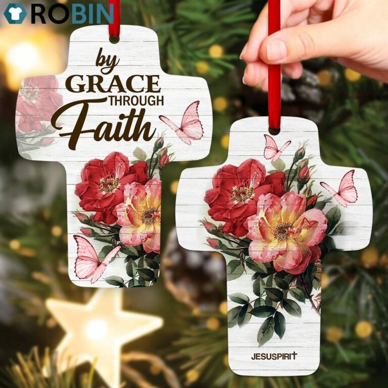 Jesuspirit Ephesians 28 Cross Ornament By Grace Through Faith Flower & Butterfly