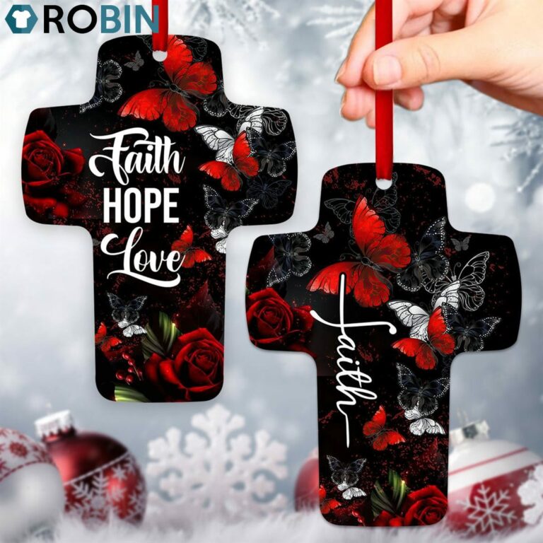 Jesuspirit Faith Hope Love Special Cross Ornament Butterfly And Roses