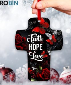 Jesuspirit Faith Hope Love Special Cross Ornament Butterfly And Roses Jesuspirit Faith Hope Love Special Cross Ornament Butterfly And Roses