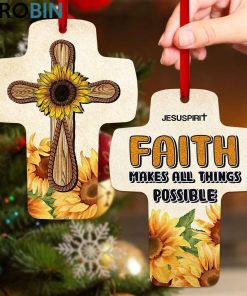 jesuspirit faith makes all things possible motivational gift for christians sunflower cross ornament 1 gln8nb
