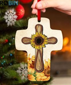 jesuspirit faith makes all things possible motivational gift for christians sunflower cross ornament 2 hrepwd