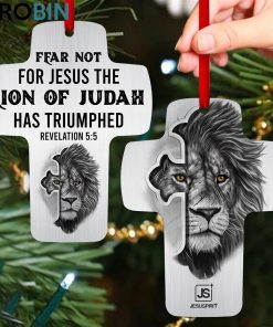 jesuspirit fear not for jesus revelation 55 unique gift for christians lion cross ornament 1 ddesja