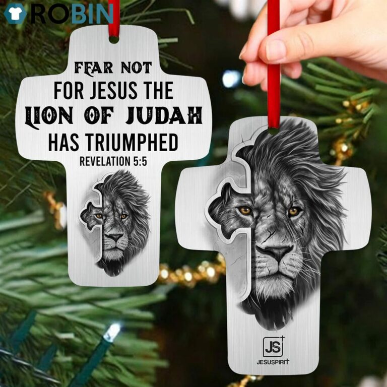 Jesuspirit Fear Not For Jesus Revelation 55 Unique Gift For Christians Lion Cross Ornament