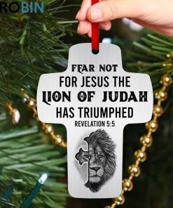 jesuspirit fear not for jesus revelation 55 unique gift for christians lion cross ornament 2 cabgc2