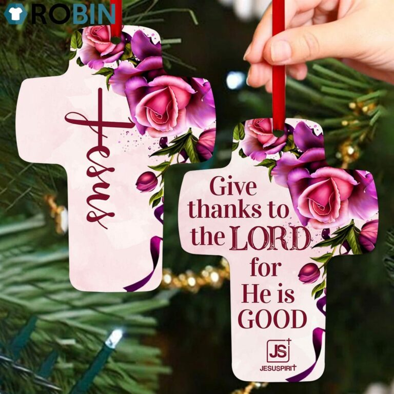 Jesuspirit Give Thanks To The Lord Psalm 1071 Thoughtful Gifts For Christians Rose Cross Ornament