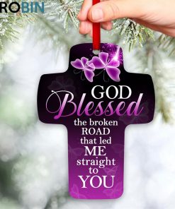 jesuspirit god blessed the broken road that led me straight to you butterfly cross ornament 2 qpuuci