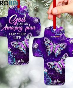 jesuspirit god has an amazing plan for your life flower and butterfly purple cross ornament 1 x72l67
