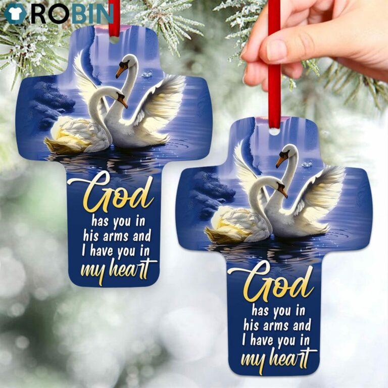 Jesuspirit God Has You In s Arms Emotional Gift For Christians Memorial Swan Cross Ornament