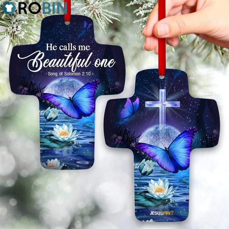 Jesuspirit He Calls Me Beautiful One Solomon 210 Cross Ornament Lotus & Butterfly